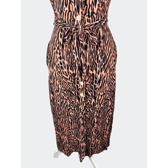 Wilfred Women Leopard Button-Front Midi Shirt Dress With Belt Viscose-Rayon XS - Picture 7 of 14